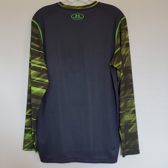 Under Armour Gray & Lime Green Long Sleeve Top - M - Picture 6 of 7